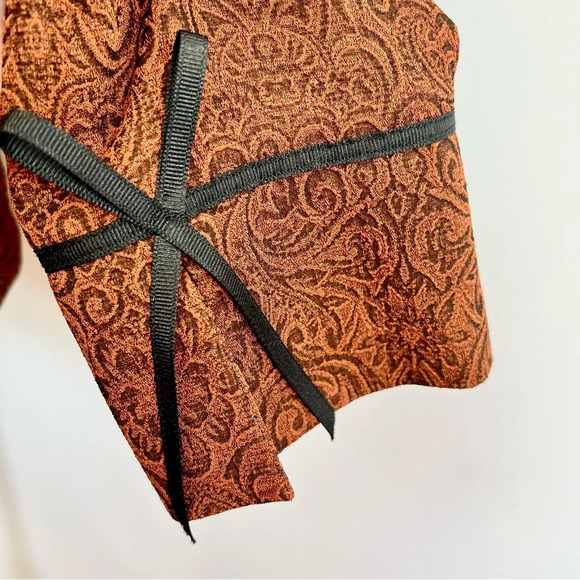 Drapers And Damons Rust Orange Floral Paisley Open Front Blazer Jacket Size 14 - Picture 6 of 12